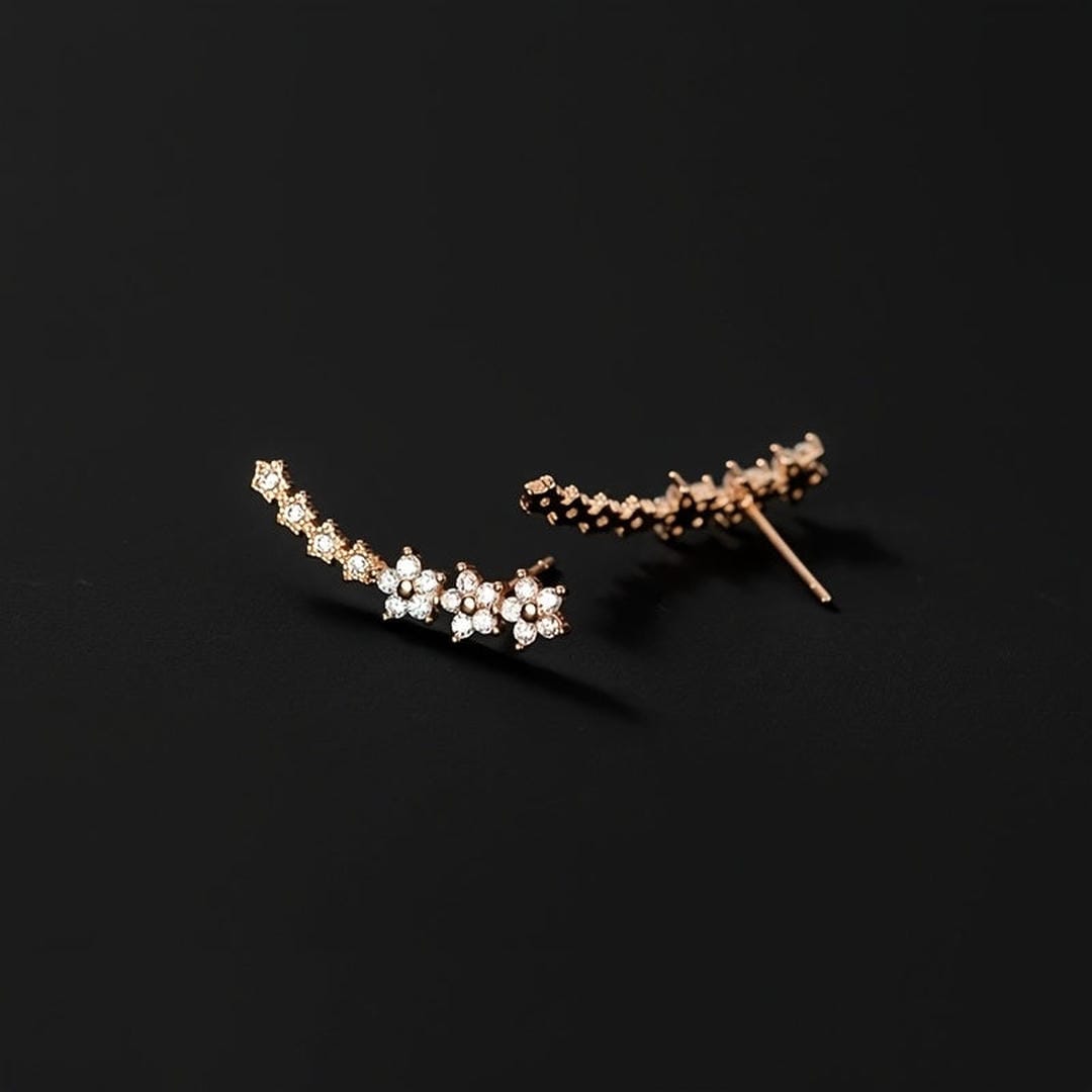 Pendientes llamativos de flor con brillo – imagen 3