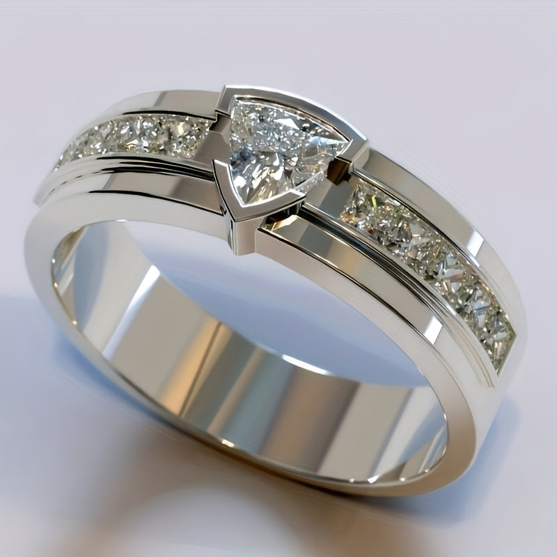 Anillo de plata radiante con strass – imagen 2
