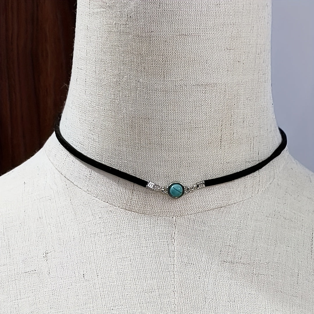 Gargantilla minimalista de ópalo y terciopelo negro – imagen 3