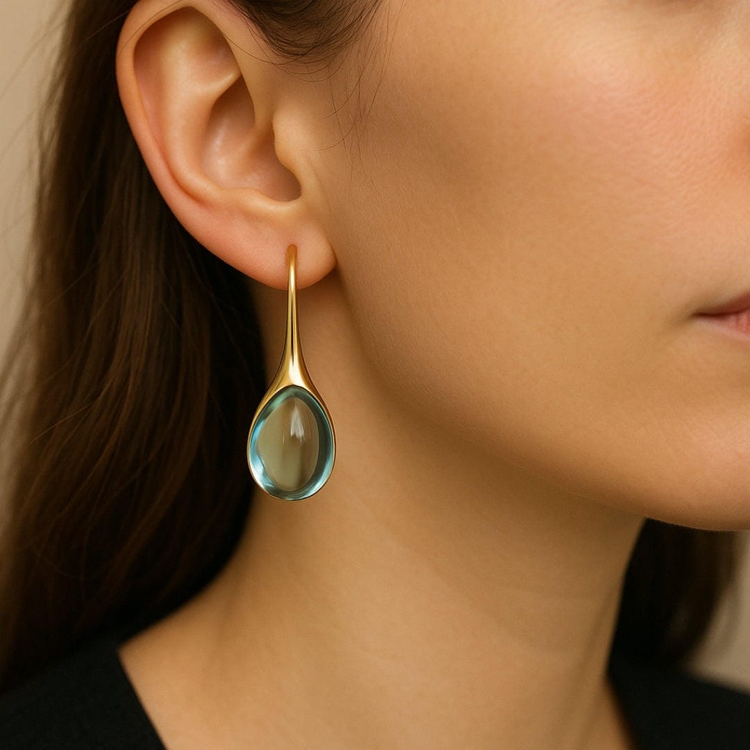 Pendientes minimalistas de cristal en gota – imagen 7