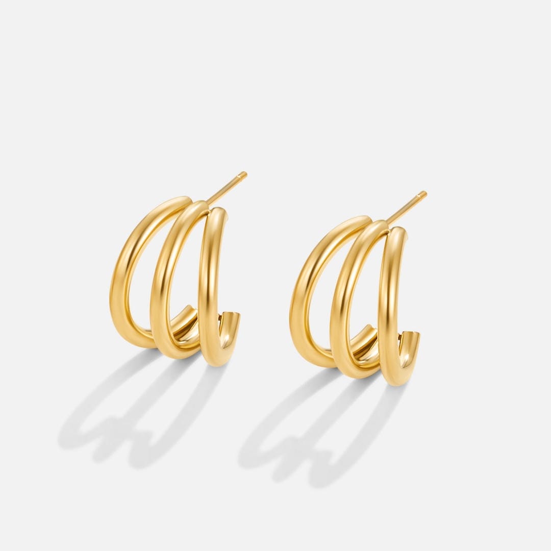 Pendientes triples dorados – imagen 3