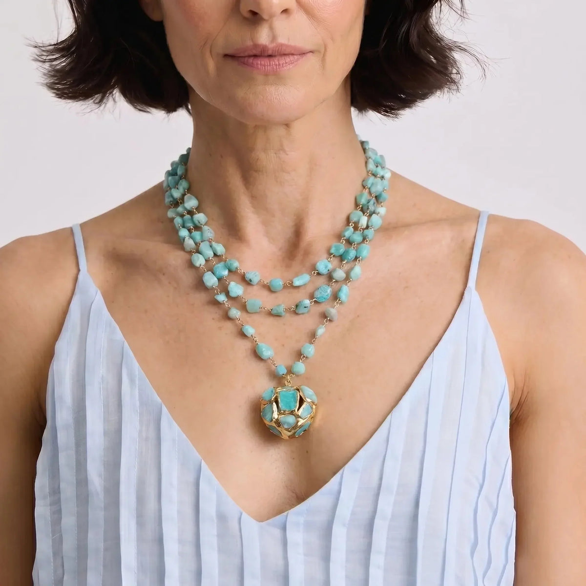 Collar colgante Azul Agua Aurora — Carmen, Lucía & Rocío