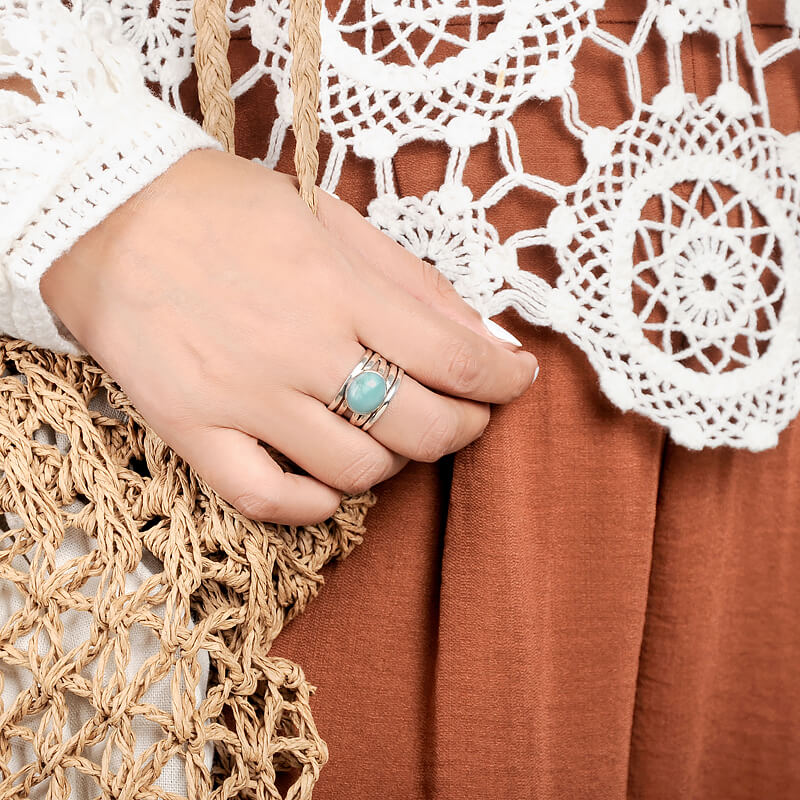 Anillo envolvente grueso de aguamarina – imagen 2