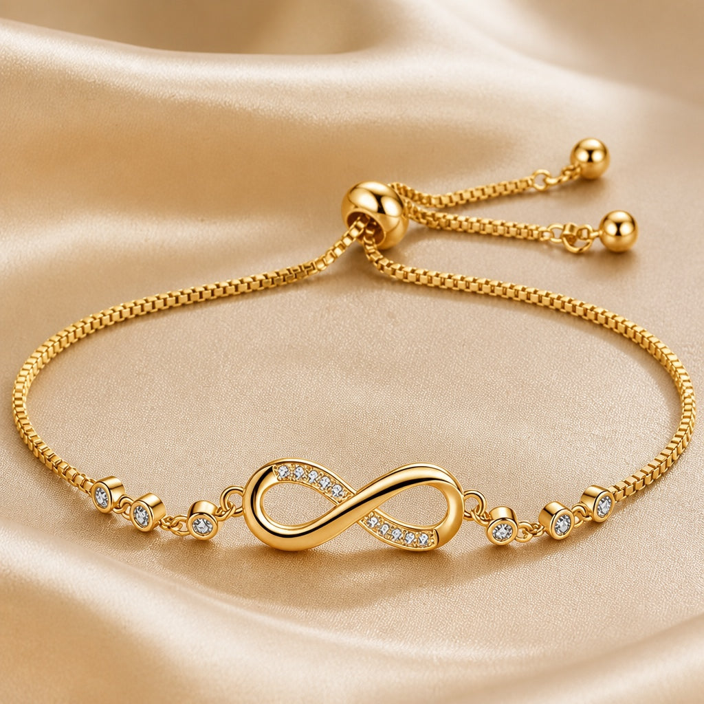 Pulsera deslizante de infinito en oro blanco – imagen 2
