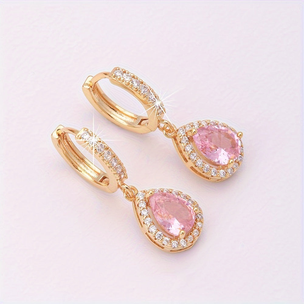 Pendientes exquisitos de circonita cúbica en gota – imagen 2