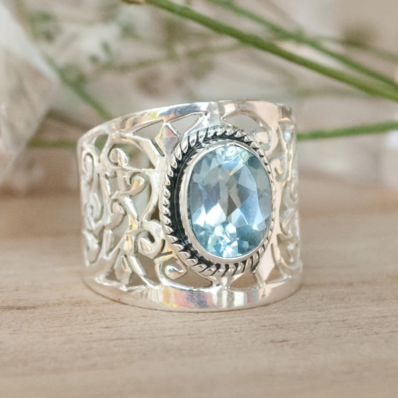Anillo ancho bohemio de cristal – imagen 3