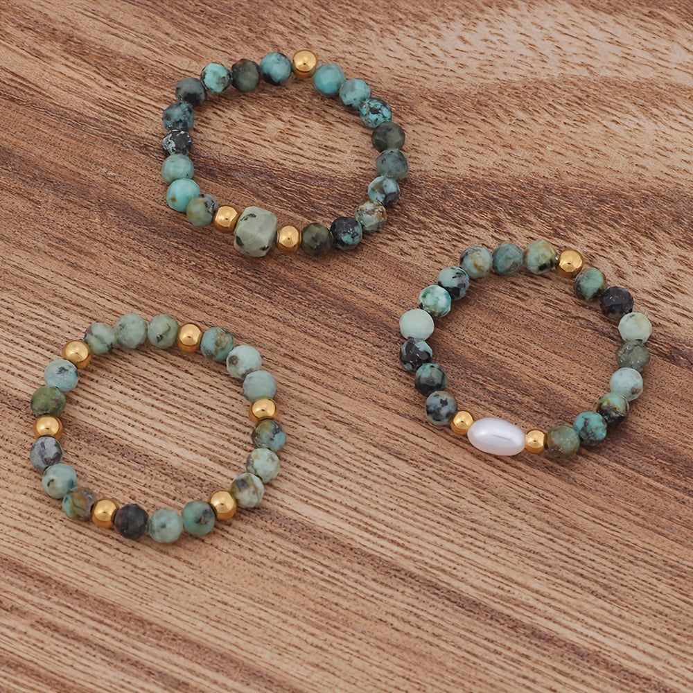 Conjunto de 3 anillos de amatista con cuentas — Carmen, Lucía & Rocío