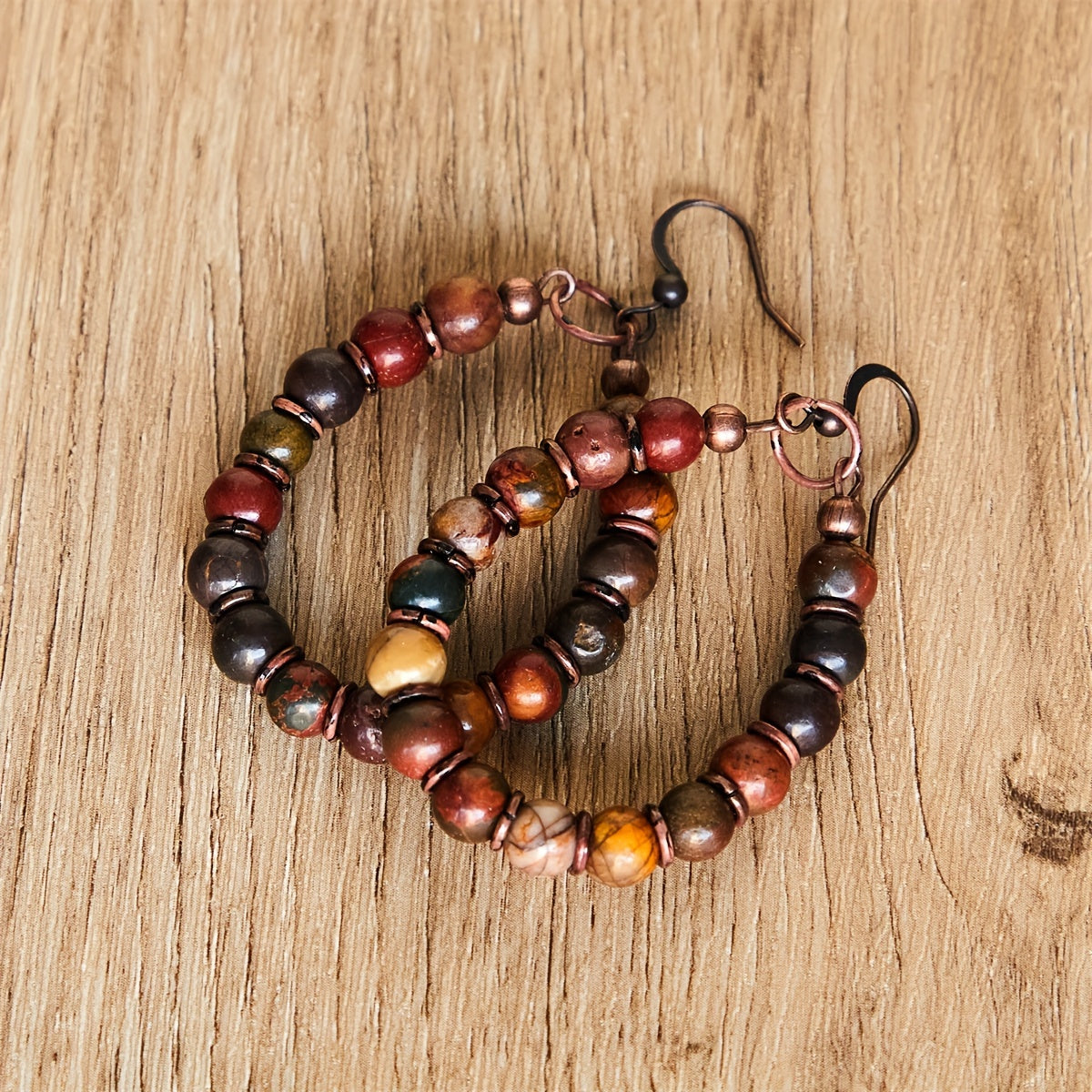 Pendientes vintage creativos con cuenta en forma de lágrima – imagen 3
