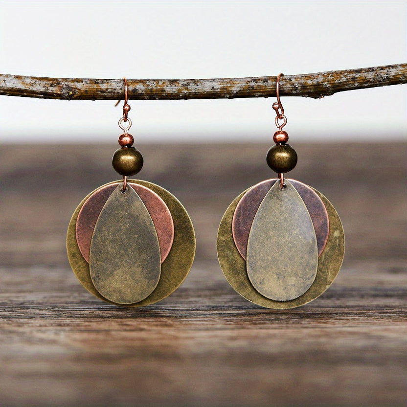 Pendientes colgantes redondos vintage bohemios