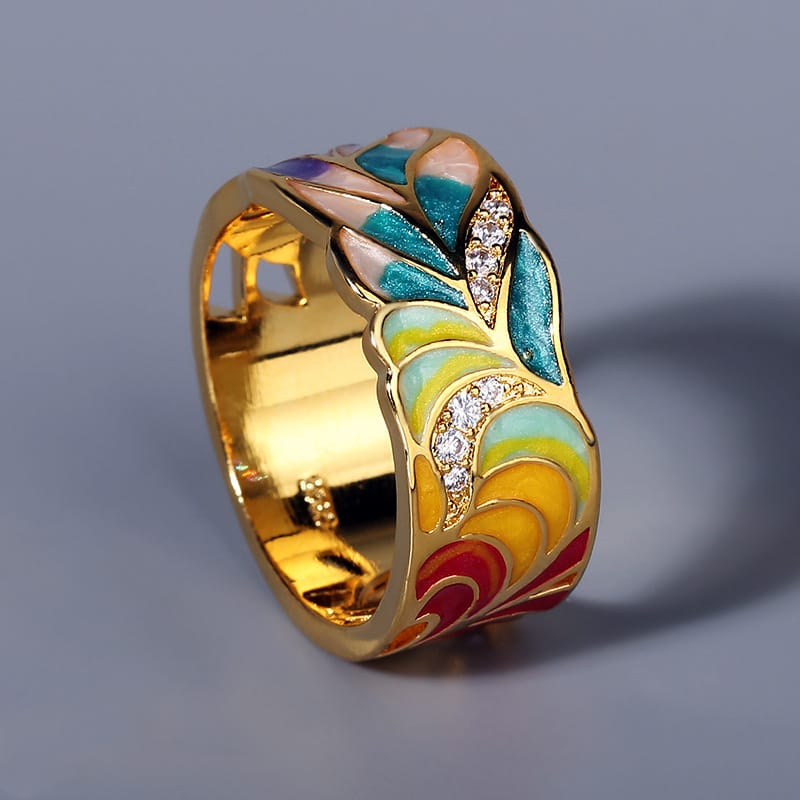 Anillo mosaico con gemas Aurora