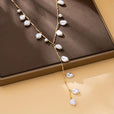 Collar lariat en Y de cascada de perlas – imagen 3