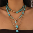 Collares superpuestos de cuentas de turquesa
