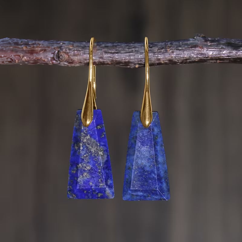 Pendientes largos bohemios de piedra geométrica – imagen 3