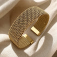 Pulsera trenzada chapada en oro – imagen 2