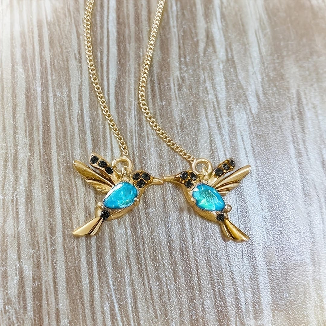 Pendientes de hilo con colibrí y gema – imagen 5