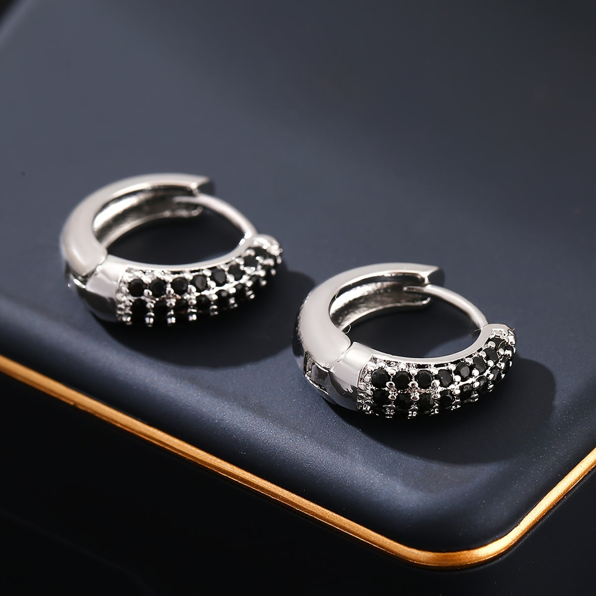 Pendientes geométricos vintage de ónice – imagen 4