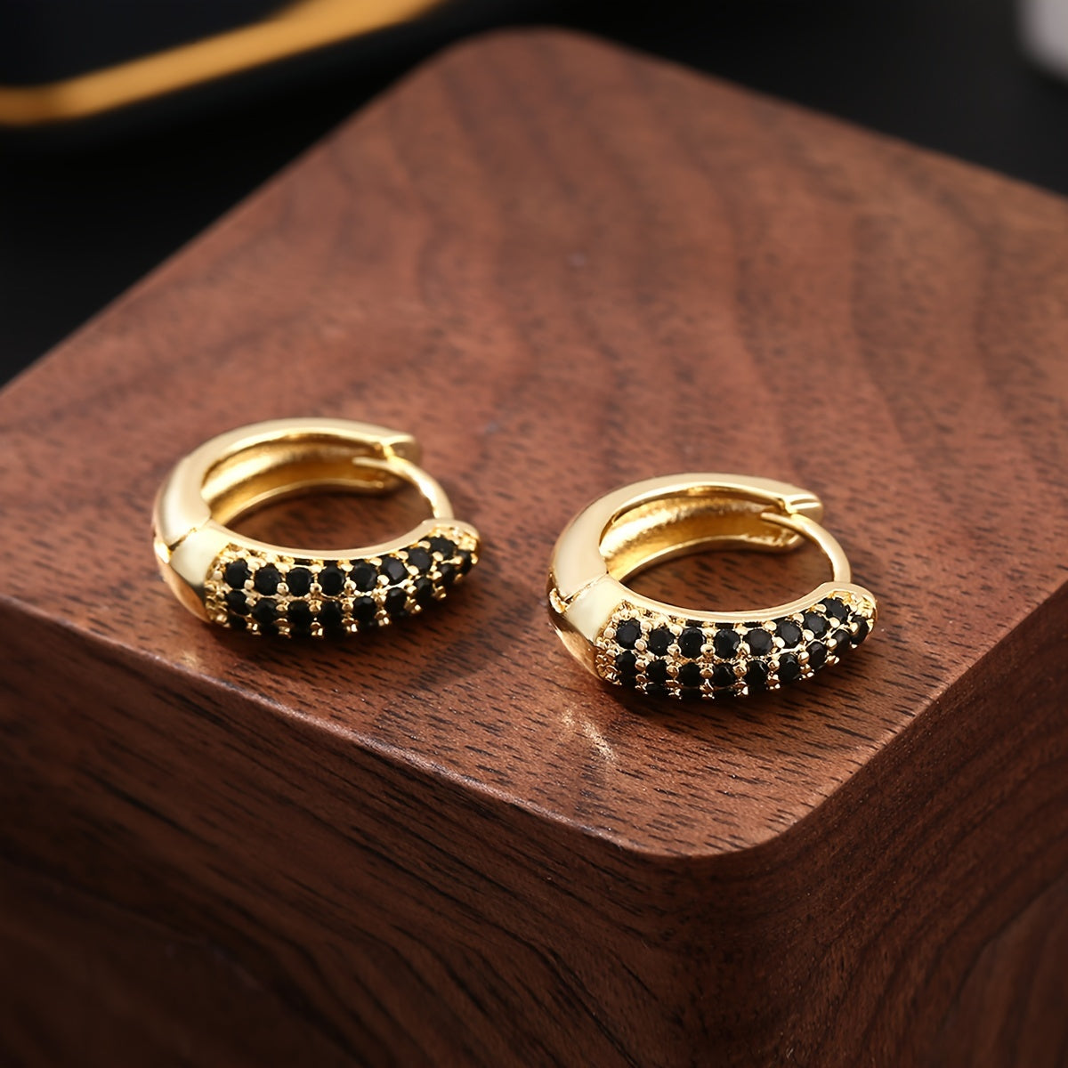 Pendientes geométricos vintage de ónice – imagen 2