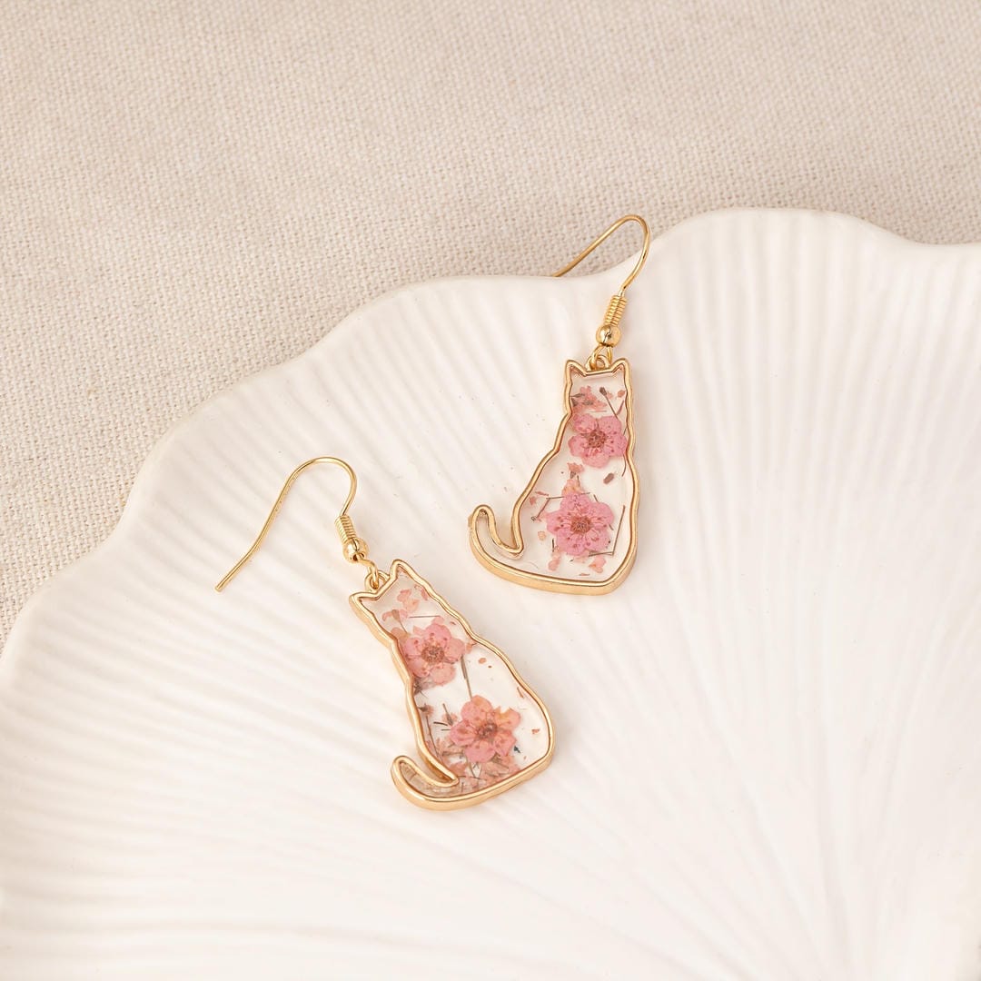 Pendientes colgantes Amistad Floral con silueta de flor — Carmen, Lucía & Rocío