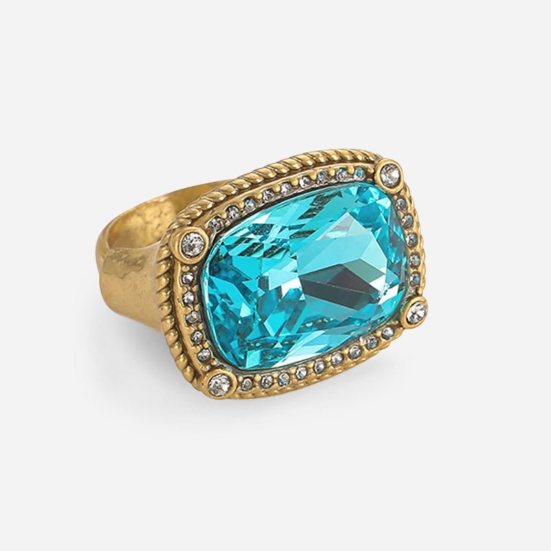 Anillo Veritas azul dorado