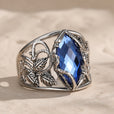 Anillo de zafiro regio con hoja – imagen 2