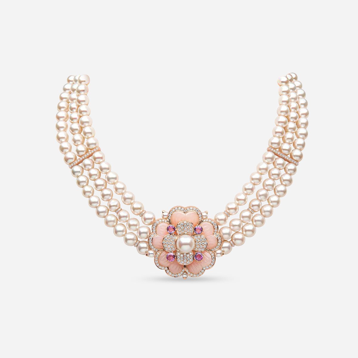 Collar de perlas Flor Rosada — Carmen, Lucía & Rocío