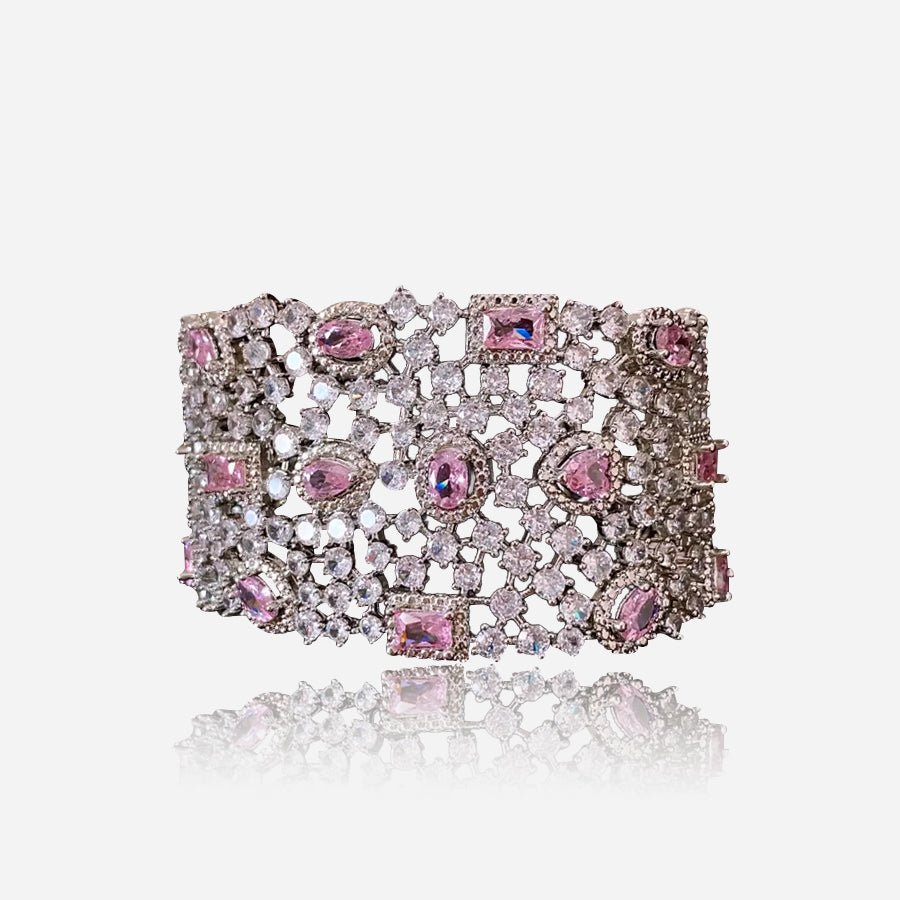 Pulsera rígida de celosía en rosa rubor