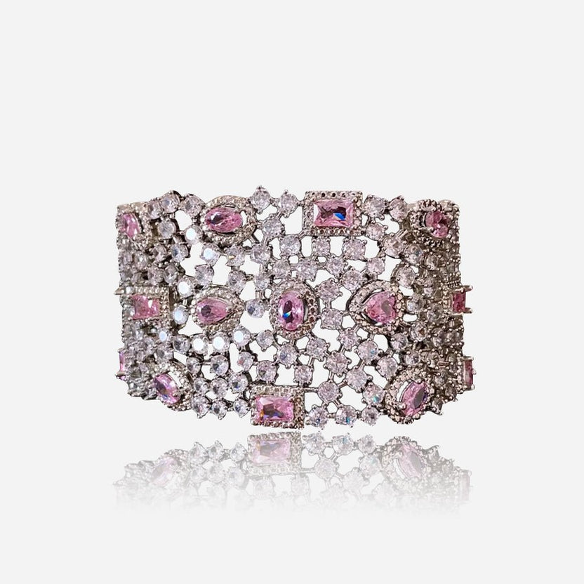 Pulsera rígida de celosía en rosa rubor