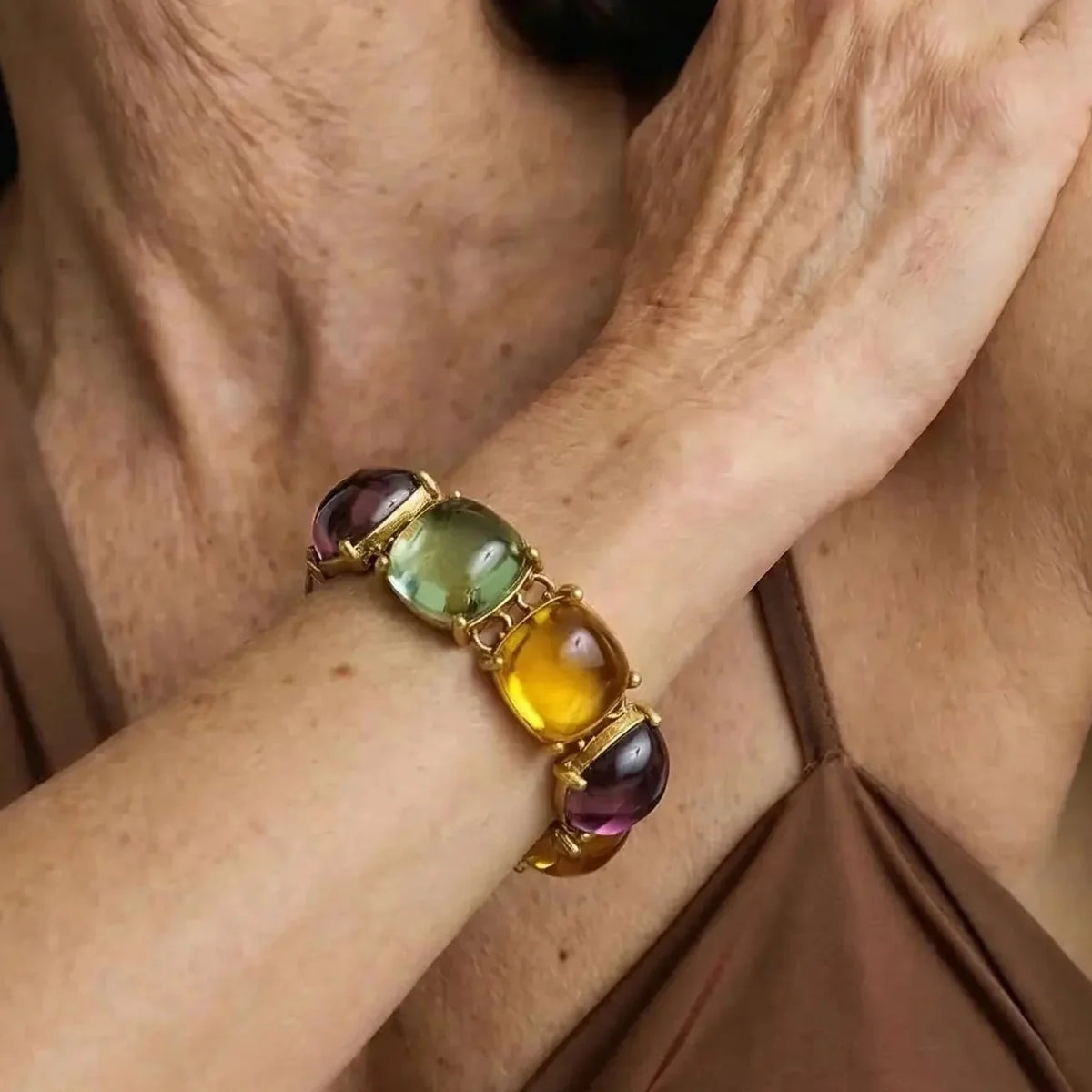 Pulsera bohemia de gema al atardecer – imagen 2