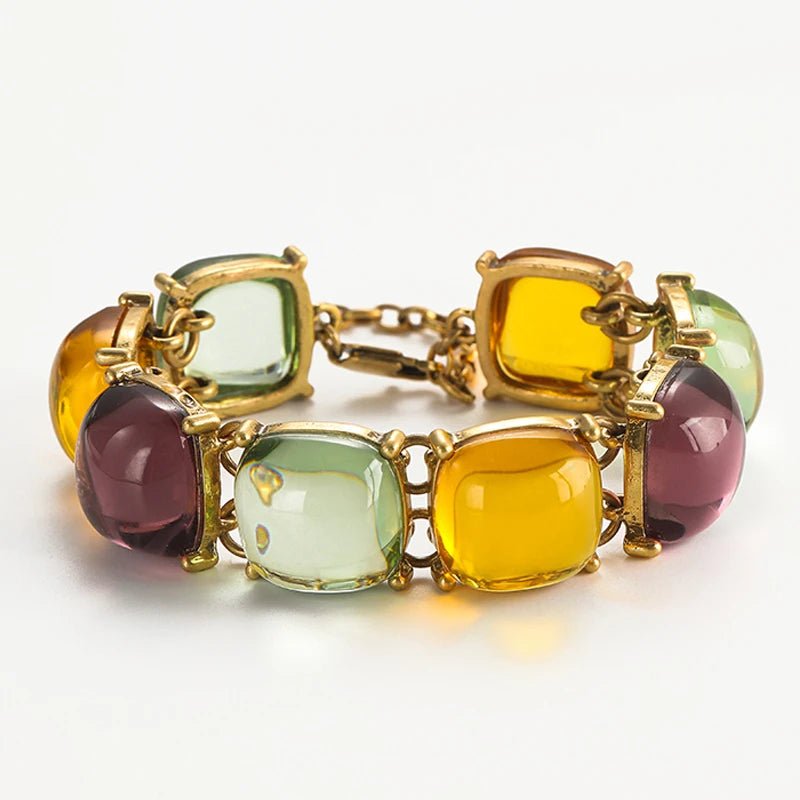 Pulsera bohemia de gema al atardecer
