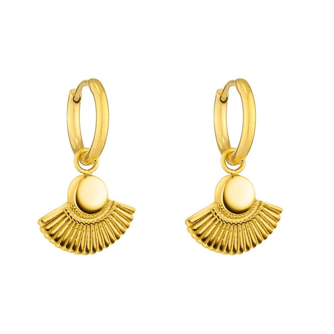 Pendientes aro dorados en forma de abanico – imagen 2