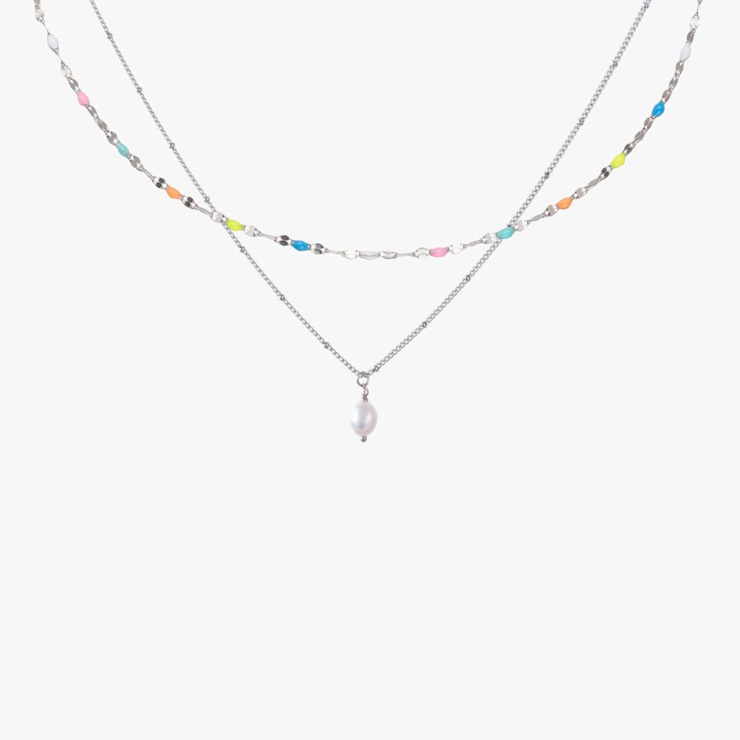 Conjunto de gargantilla arcoíris con collar de perlas — Carmen, Lucía & Rocío