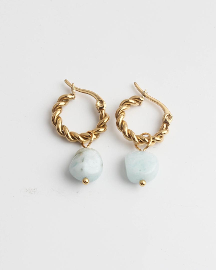 Pendientes Louane trenzados con piedra en forma de gota – imagen 4