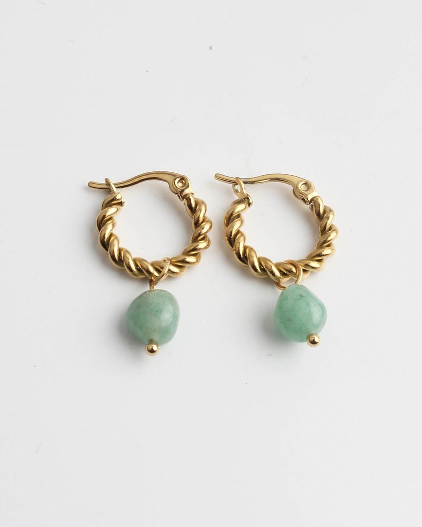 Pendientes Louane trenzados con piedra en forma de gota – imagen 3