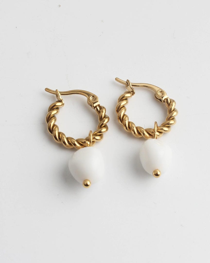 Pendientes Louane trenzados con piedra en forma de gota – imagen 8