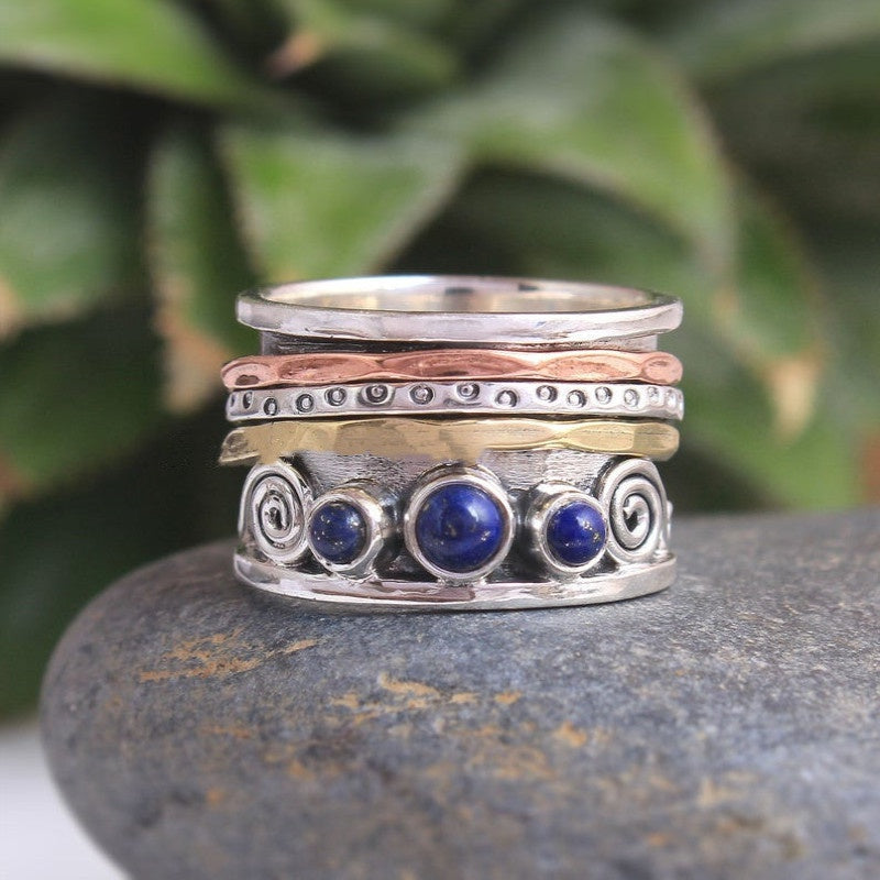 Anillo vintage bohemio hueco en plata