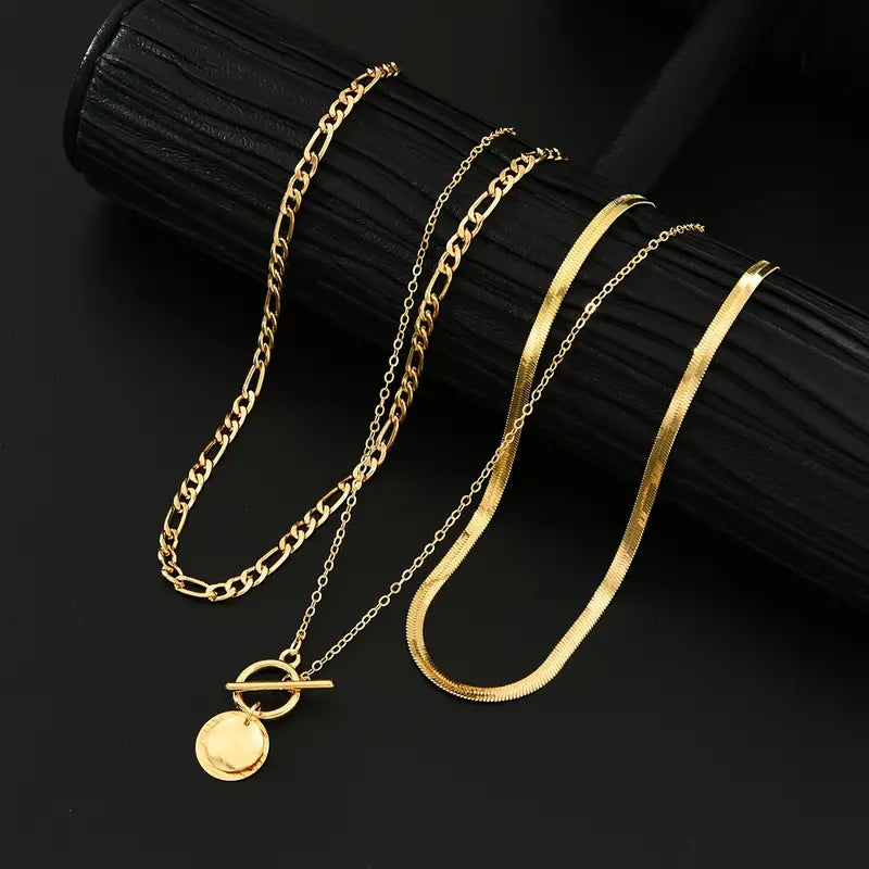 Collar dorado texturizado en capas Savira – imagen 2