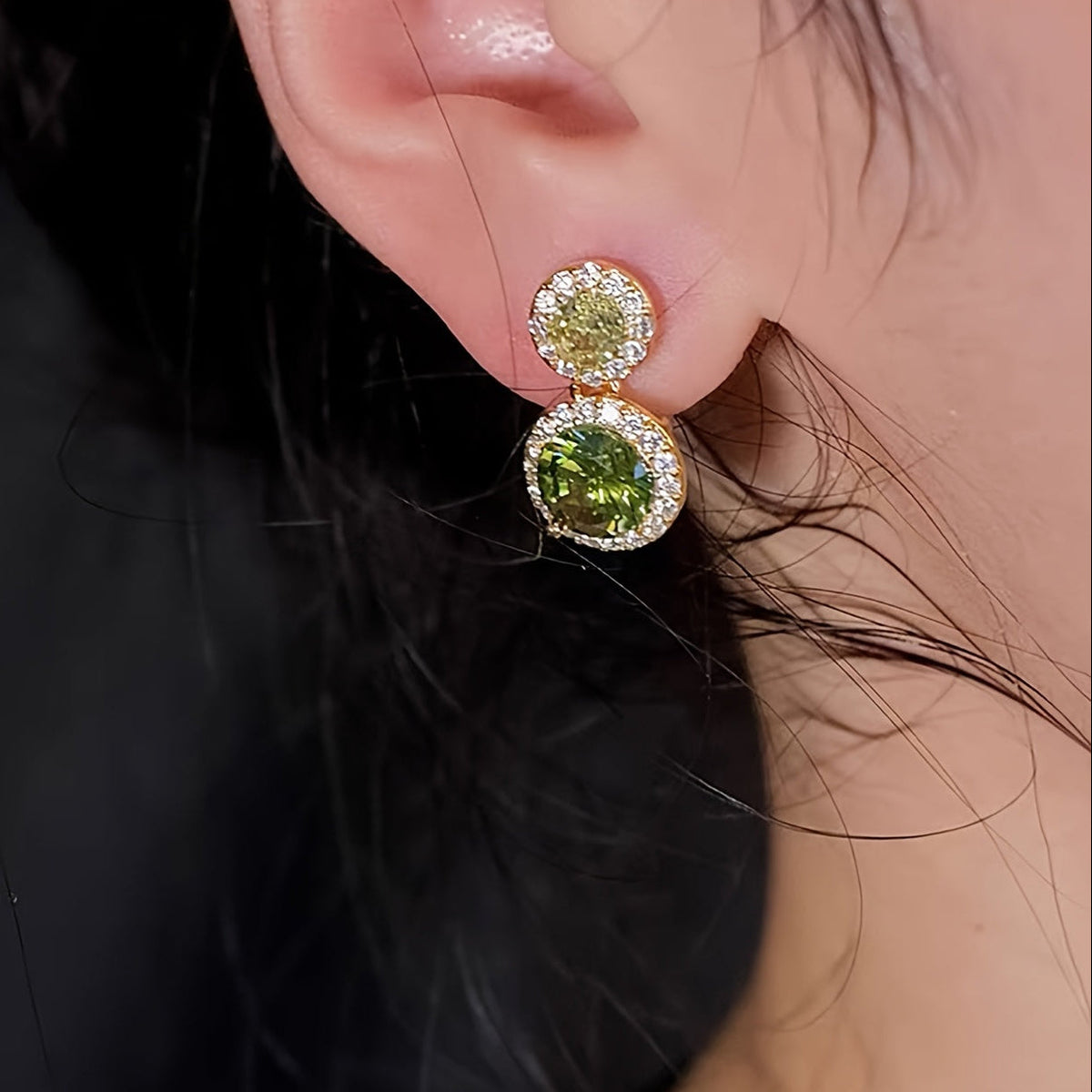 Pendientes retro geométricos de circonita cúbica – imagen 2