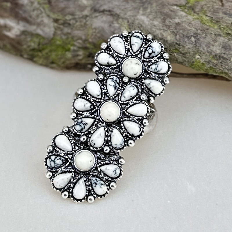 Anillo de tres flores de turquesa – imagen 2