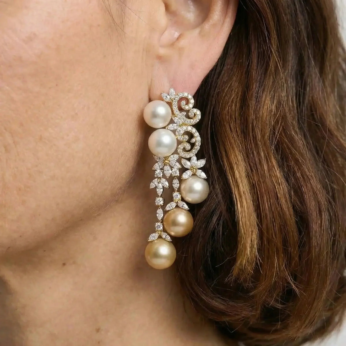 Pendientes de perlas champán para gala – imagen 2