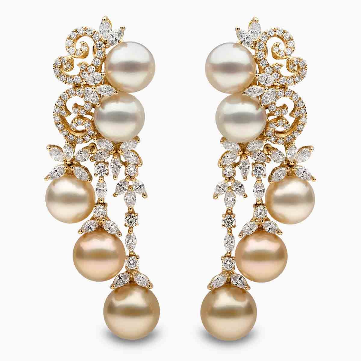 Pendientes de perlas champán para gala