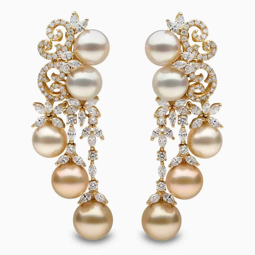 Pendientes de perlas champán para gala