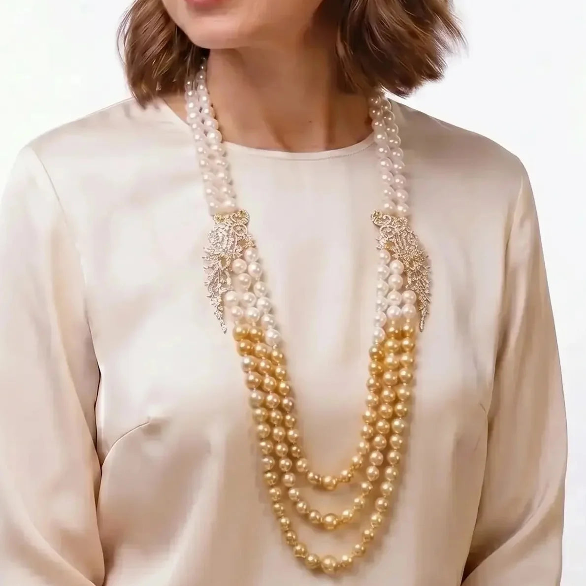 Collar de perlas Gala color champán – imagen 2