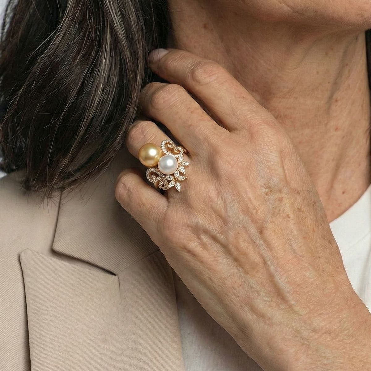 Anillo Champagne Gala con perla – imagen 2