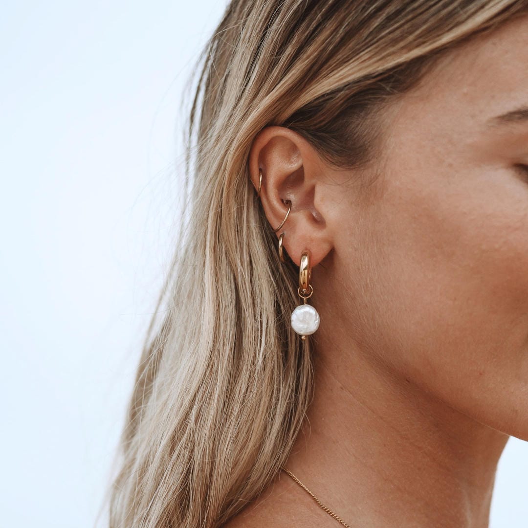 Pendientes de aro de perla moderna – imagen 4