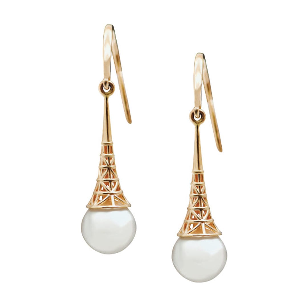 Pendientes vintage de perlas en dorado – imagen 2