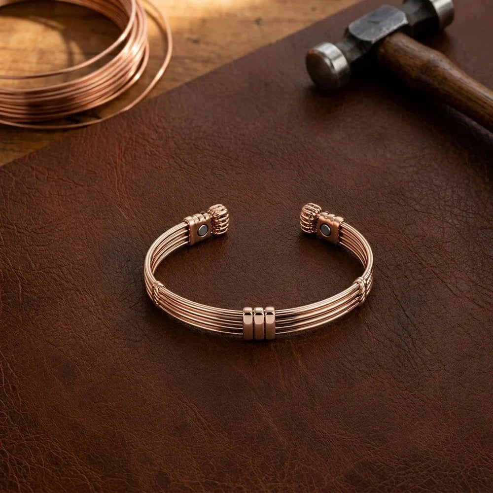Pulsera de cordón con flor de cobre – imagen 2