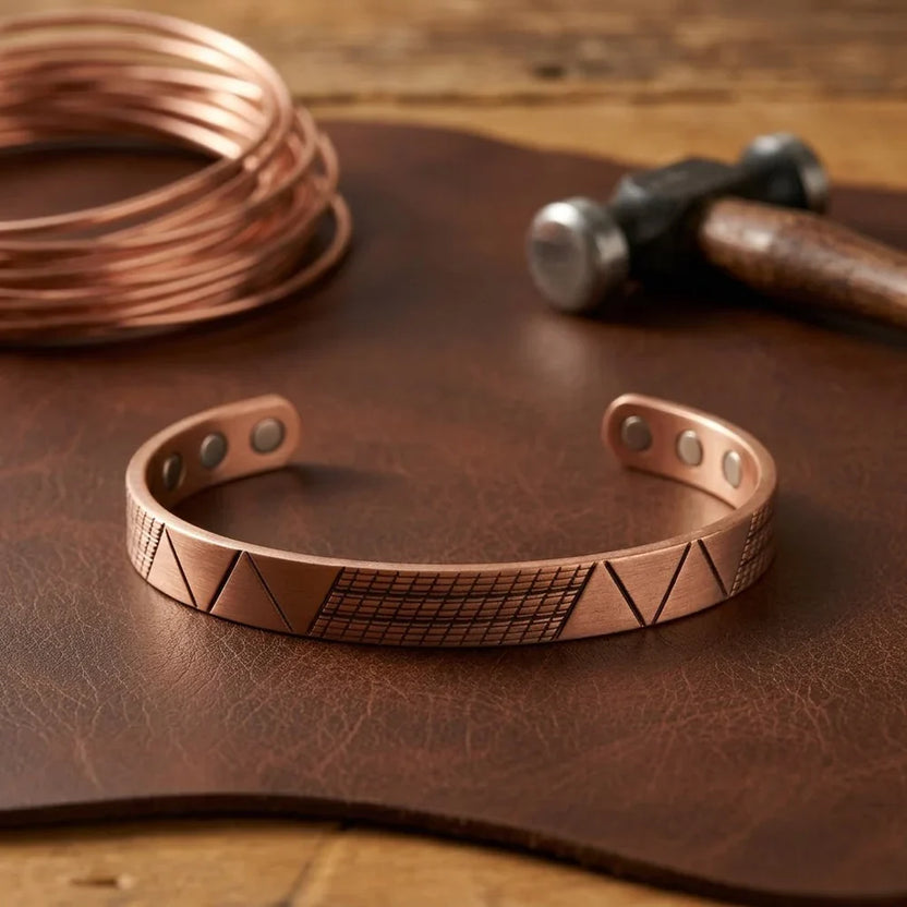 Pulsera de cobre con relieve refinado