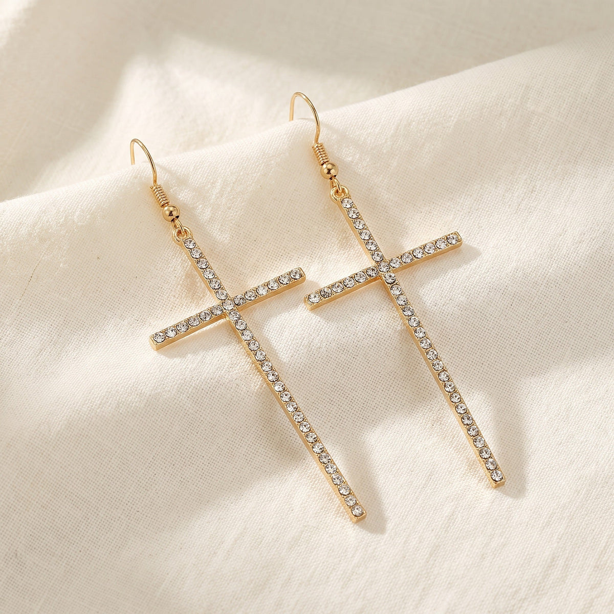 Pendientes colgantes de cruz con cristal