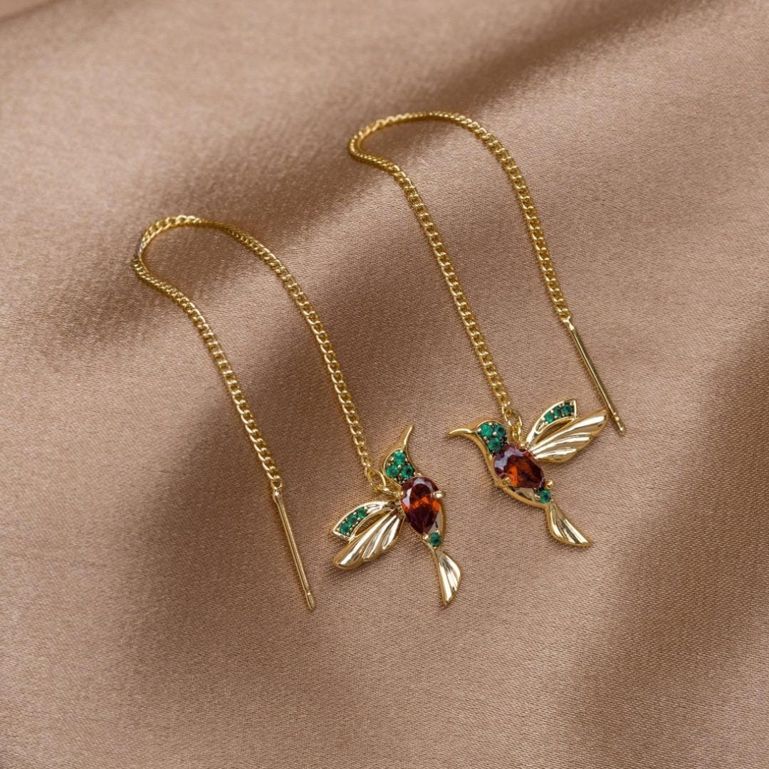 Pendientes colibrí colorido chic