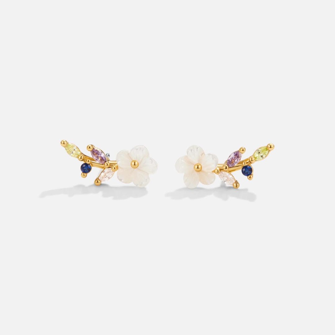 Pendientes Blossom de cristal blanco – imagen 3